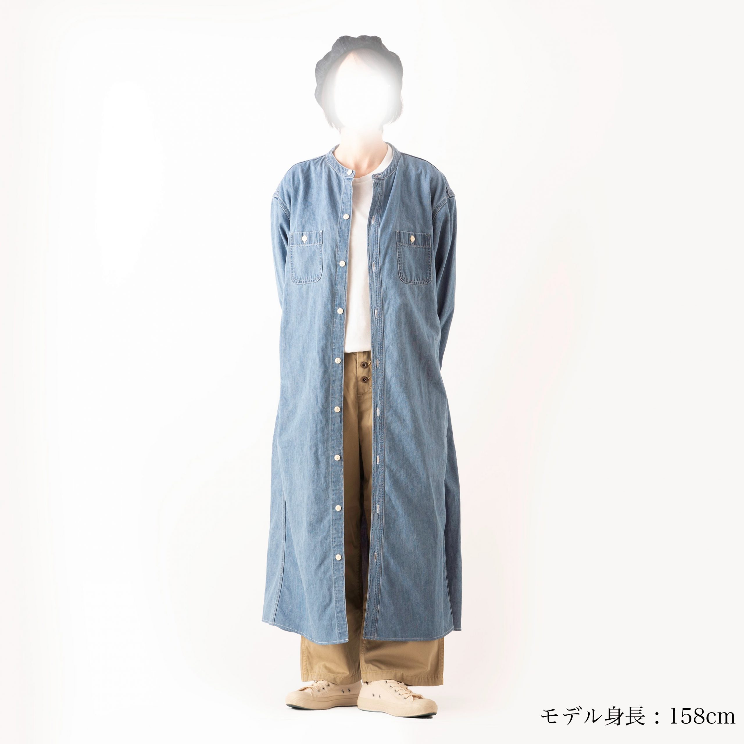 SAKURA denim shirt dress FADED ID【さくらシャツワンピース】